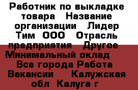 Работник по выкладке товара › Название организации ­ Лидер Тим, ООО › Отрасль предприятия ­ Другое › Минимальный оклад ­ 1 - Все города Работа » Вакансии   . Калужская обл.,Калуга г.